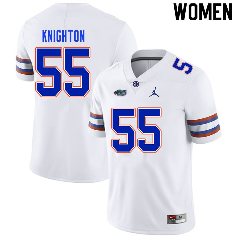 Women's NCAA Florida Gators Hayden Knighton #55 Stitched Authentic Nike White College Football Jersey KQP7165EJ